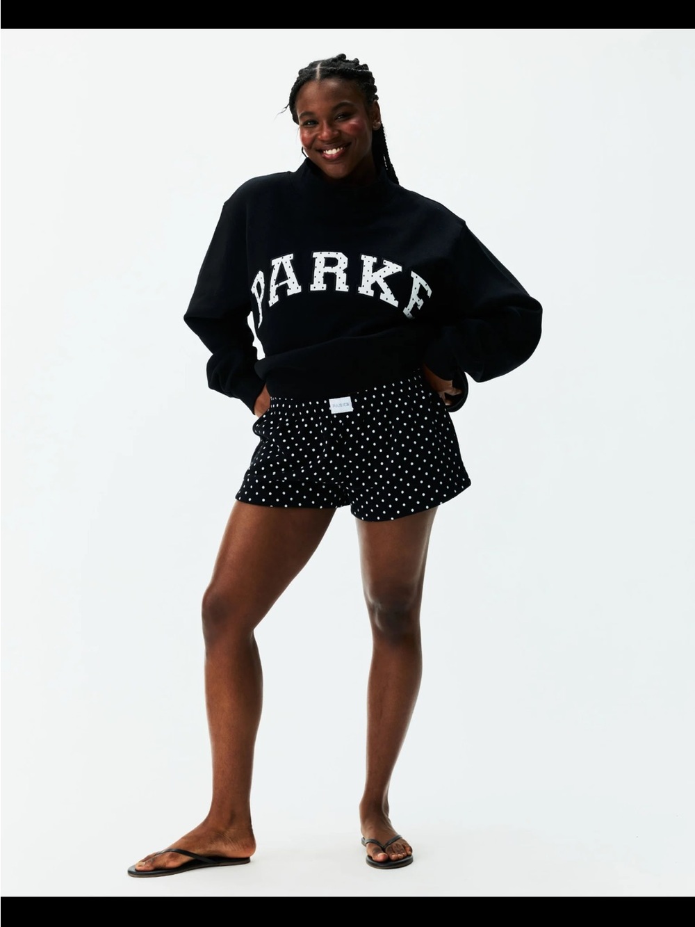 Parke Polka Dot Black SweatShorts in size Large - Picture 2 of 4